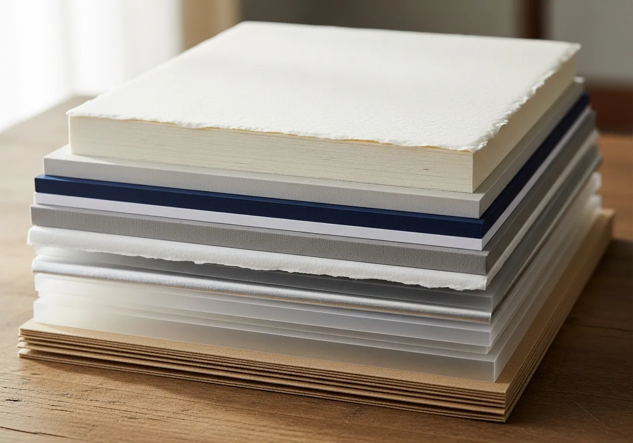 Stack of premium paper options